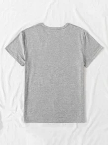 SHEIN Unity Camiseta con estampado de latido de corazón - Gris - Ver 2