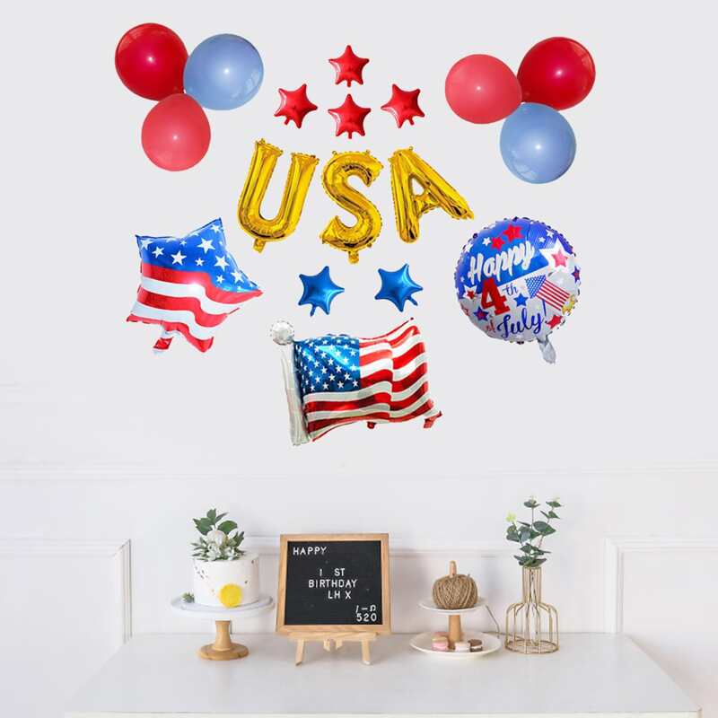 

18pcs Independence Day Decorative Balloon, Multicolor