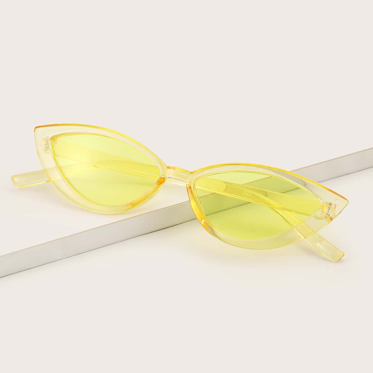 

Clear Frame Cat Eye Sunglasses, Yellow