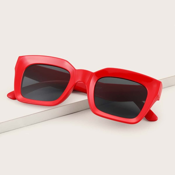 

Square Acrylic Frame Sunglasses, Red