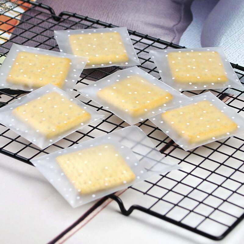 

100pcs Polka Dot Print Packaging Bag, Clear