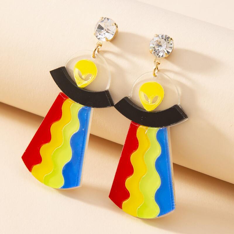 

Alien Design Drop Earrings, Multicolor