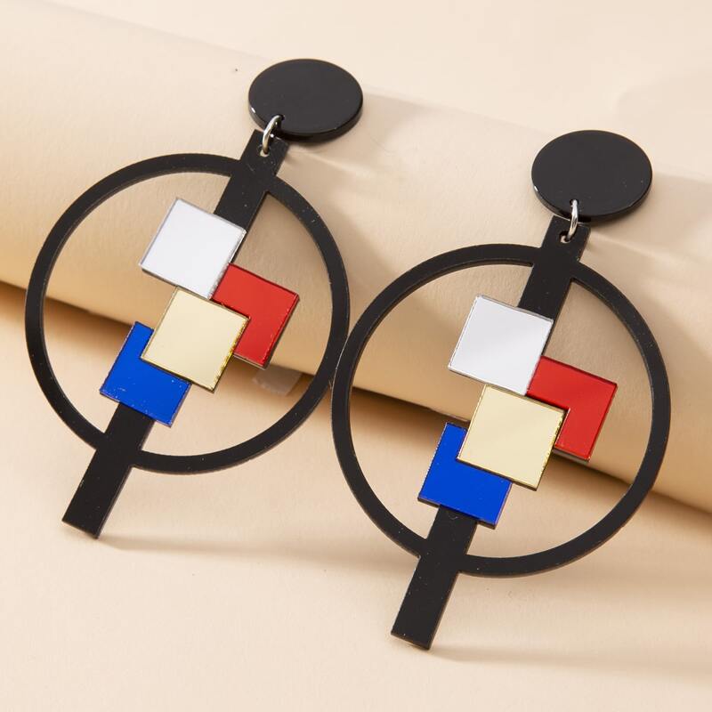 

Color Block Drop Earrings, Multicolor