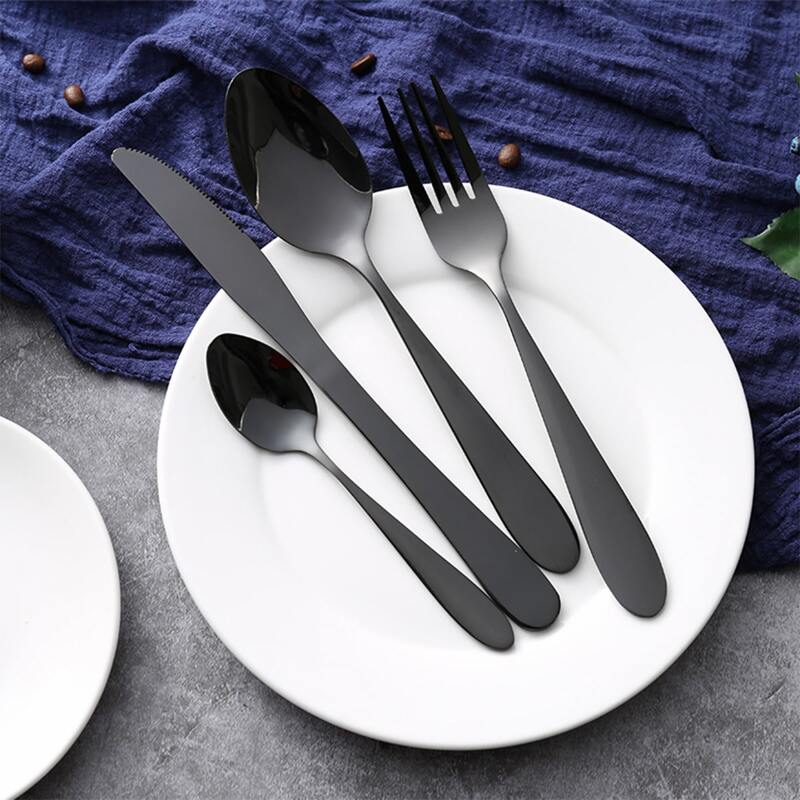 

4pcs Stainless Steel Cutlery Set, Black