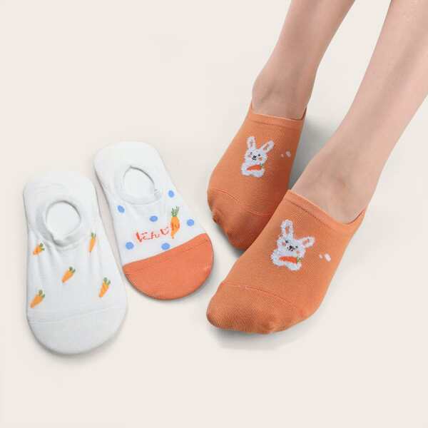

3pairs Cartoon Graphic Socks, Multicolor
