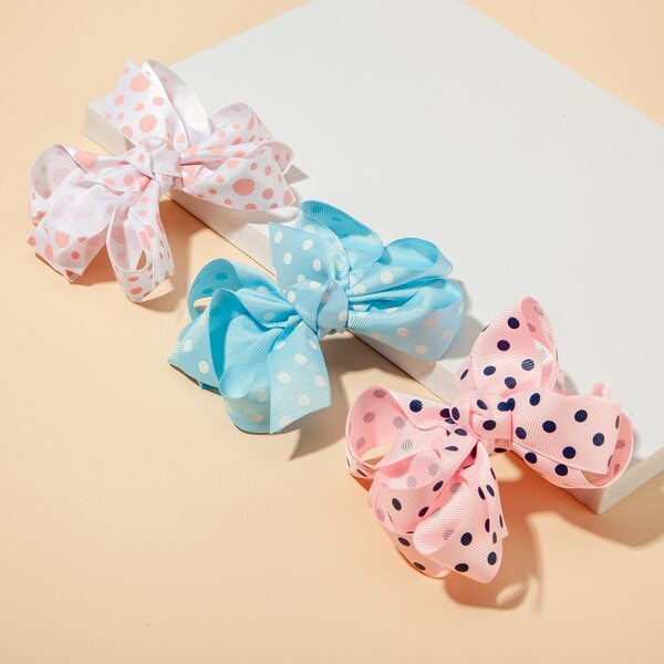 

3pcs Toddler Girls Polka Dot Bow Hair Clip, Multicolor