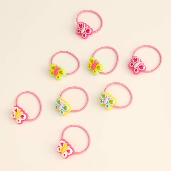 

8pcs Toddler Girls Butterfly Decor Hair Tie, Multicolor