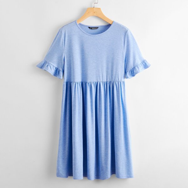 

Ruffle Cuff Smock Dress, Baby blue