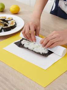 1PC Sushi Rolling Mat Non-Stick Sushi Making Tool Japanese Plastic Sushi Rolling Maker Homemade DIY Sushi Plate Mat Sushi Mold - White - View 1