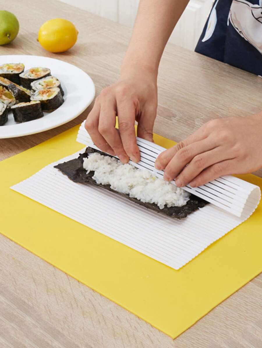 1PC Sushi Rolling Mat Non-Stick Sushi Making Tool Japanese Plastic Sushi Rolling Maker Homemade DIY Sushi Plate Mat Sushi Mold - White - View 1