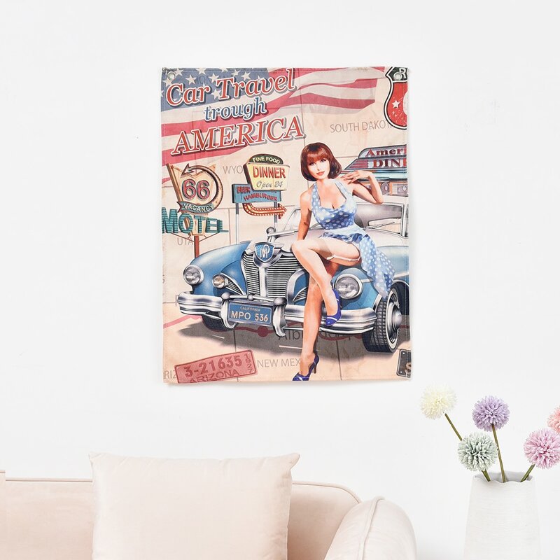 

Beauty & Car Print Wall Banner, Multicolor