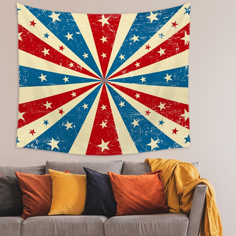 

Five-pointed Star Print Tapestry, Multicolor