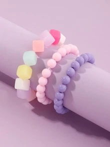 3入組女孩彩色串珠手鐲 - 彩色 - 查看 2