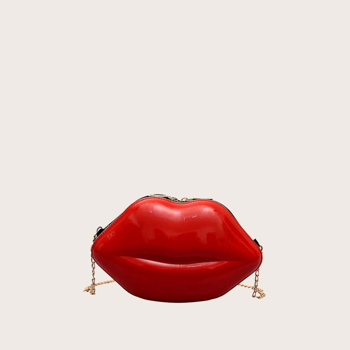 

Lip Chain Crossbody Bag, Red bright