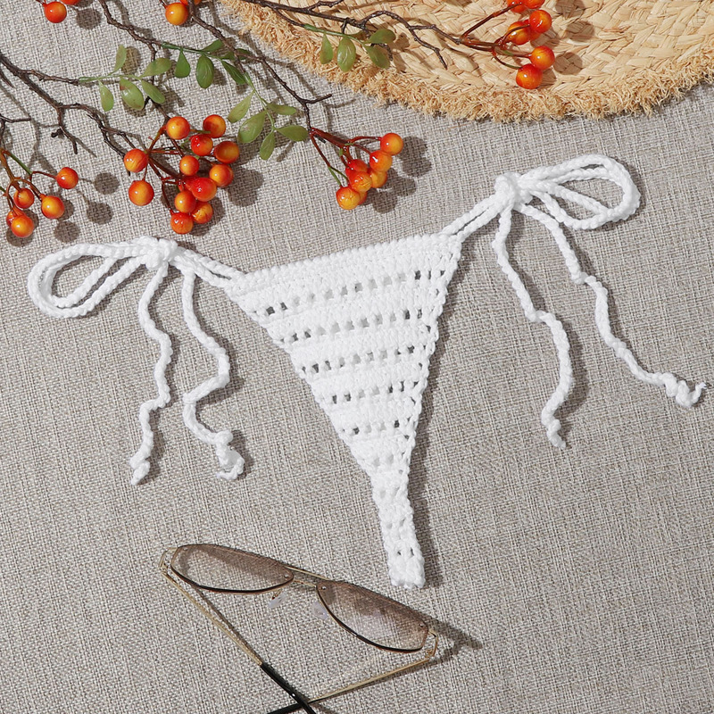 

Crochet Tie Side Bikini Thong, White