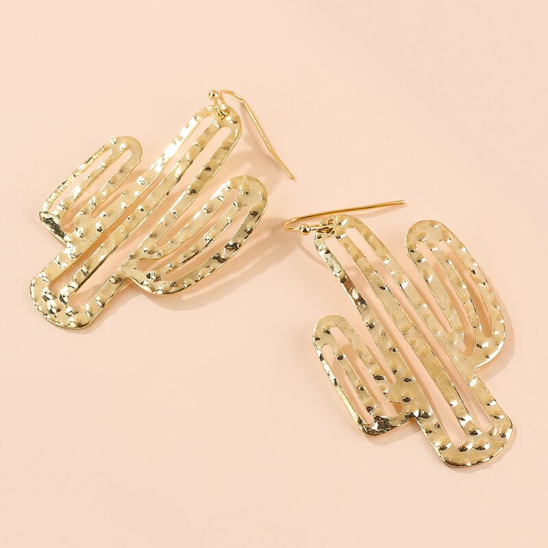 

Cactus Charm Drop Earrings, Gold