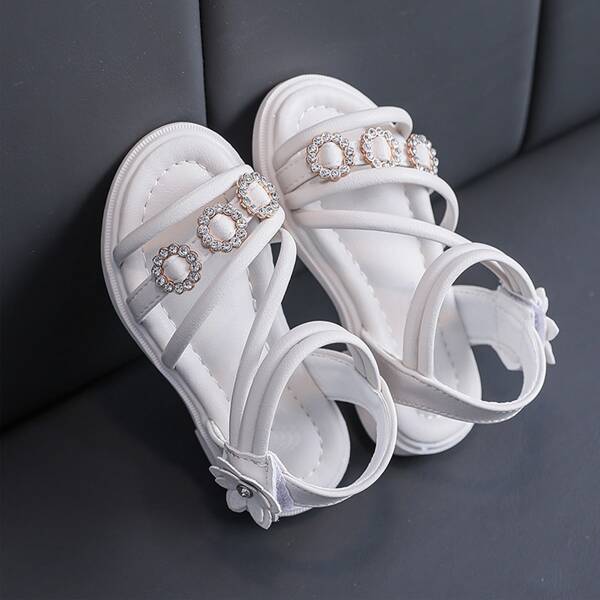 

Toddler Girls Rhinestone Decor Sandals, White