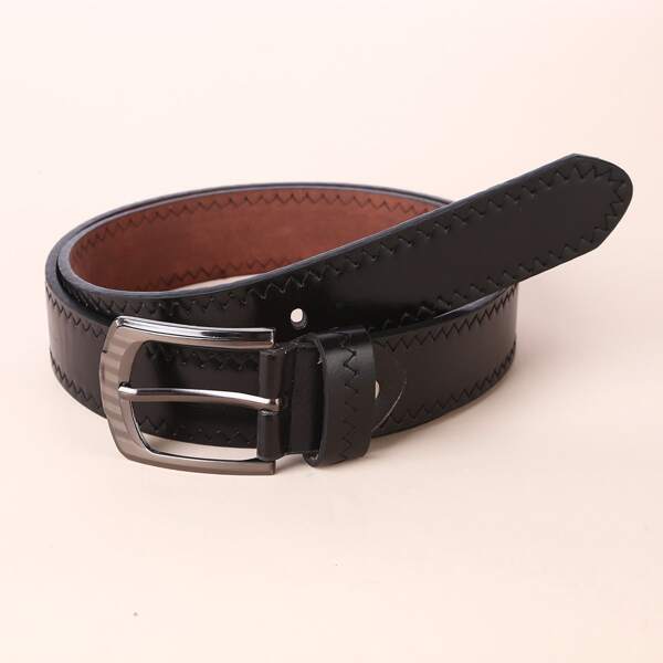 

Men Stitch Trim Belt, Black