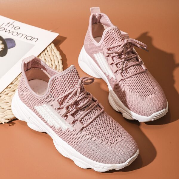 

Lace-up Front Knit Sneakers, Dusty pink