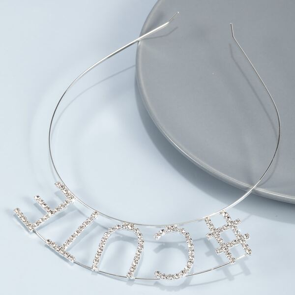 

Rhinestone Letter Hair Hoop, Silver