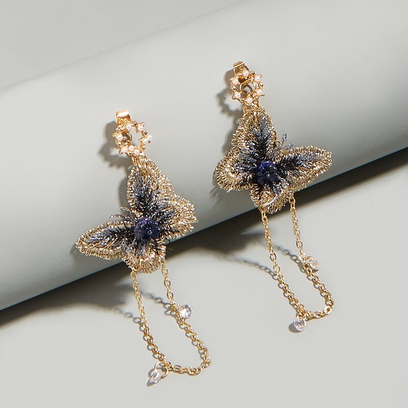 

Butterfly Charm Drop Earrings, Gold