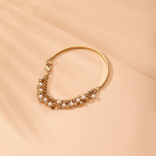 

Faux Pearl Tassel Bracelet, Gold