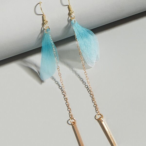 

Wing Charm Drop Earrings, Blue