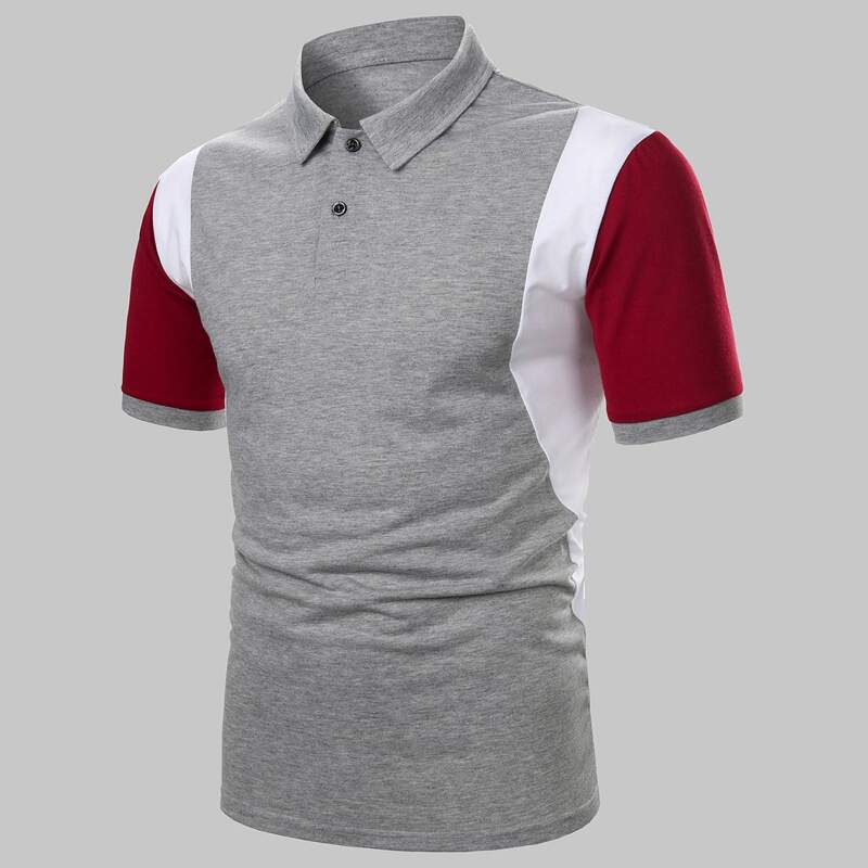 

Guys Contrast Panel Polo Shirt, Grey