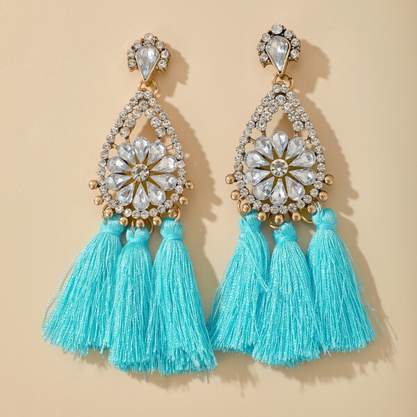 

Tassel Charm Drop Earrings, Blue