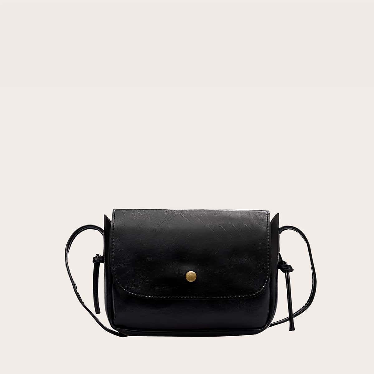 

Minimalist Flap Crossbody Bag, Black