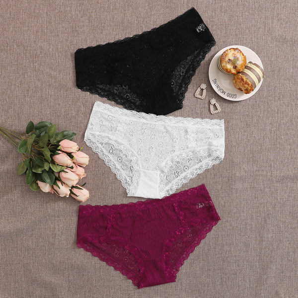 

3pack Plus Floral Lace Panty Set, Multicolor