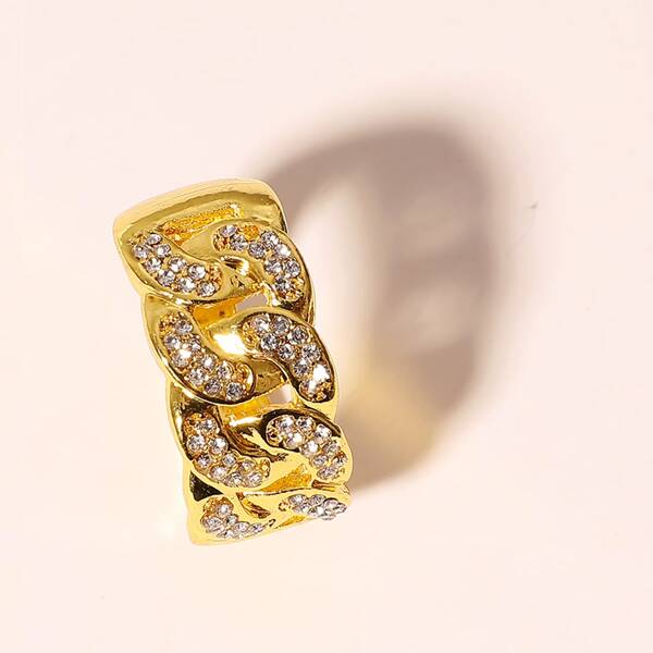 

Men Rhinestone Engraved Ring, Gold