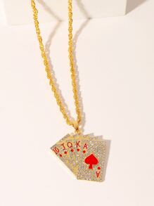 男士撲克吊墜項鍊 - 金黃色 - 查看 3