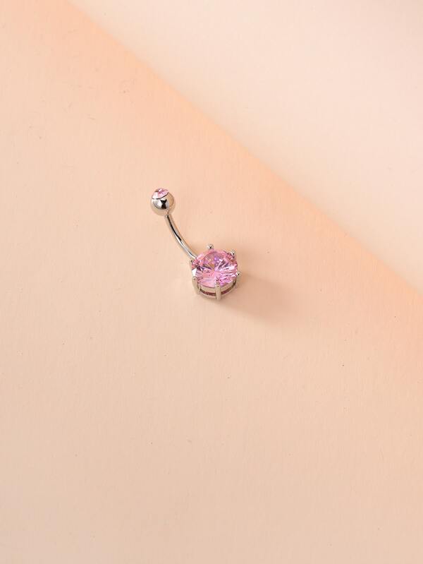 Rhinestone Decor Belly Ring Copper Crystal Punk Piercing For Men And