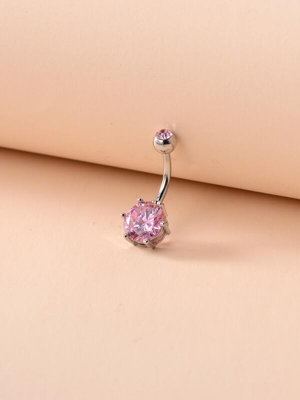 Rhinestone Decor Belly Ring Copper Crystal Punk Piercing For Men And