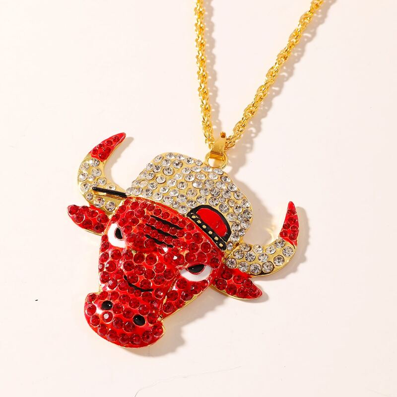 

Guys Bull Charm Necklace, Gold