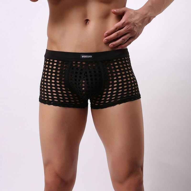 

Guys Hollow Out Letter Graphic Boxer Brief, Black