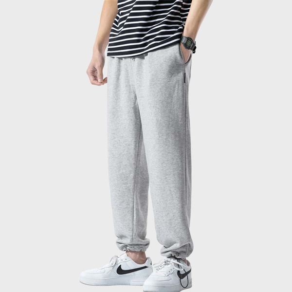 

Men Drawstring Hem Sweatpants, Light grey
