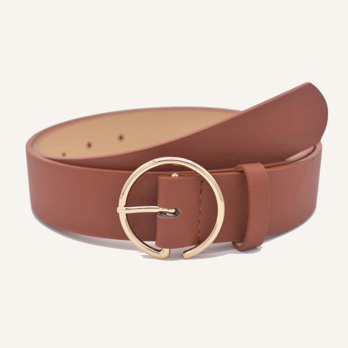 

Round Buckle Belt, Camel