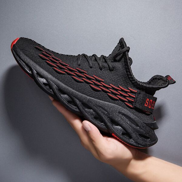 

Men Fish Scale Decor Knit Sneakers, Black