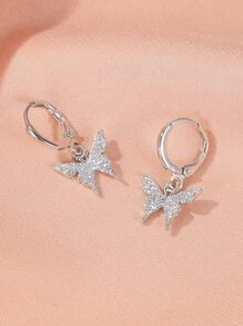 Rhinestone Butterfly Round Drop Earrings