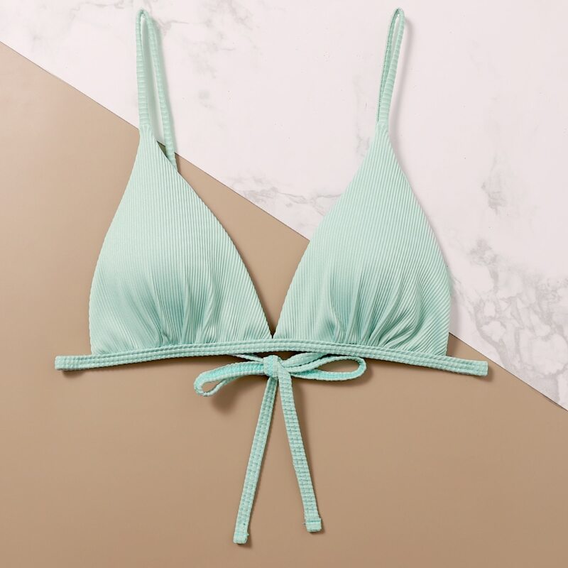 

Rib Triangle Bikini Top, Pastel mint green