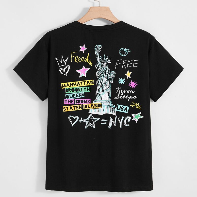

Guys Figure & Letter Graphic Tee, Black