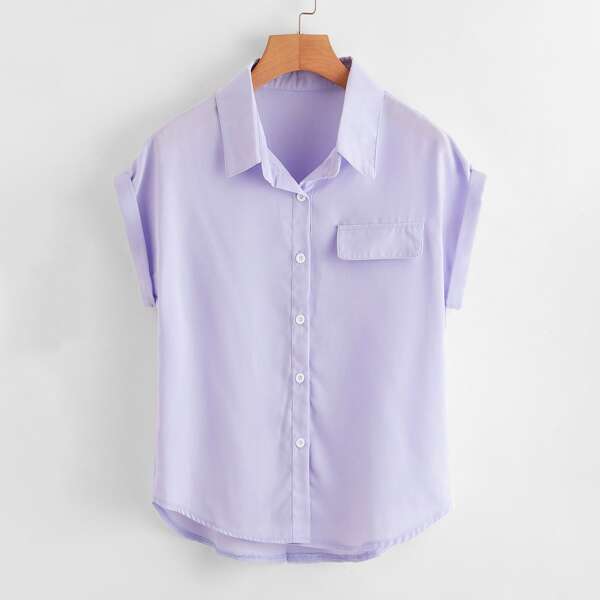 

Plus Batwing Sleeve Curved Hem Blouse, Lilac purple
