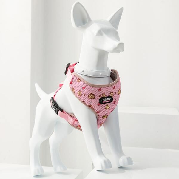 

1pc Cartoon Graphic Dog Vest Harness, Pink