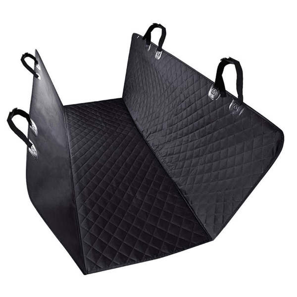 

1pc Quilted Dog Water Resistant Hammock Car Seat Cover, Black