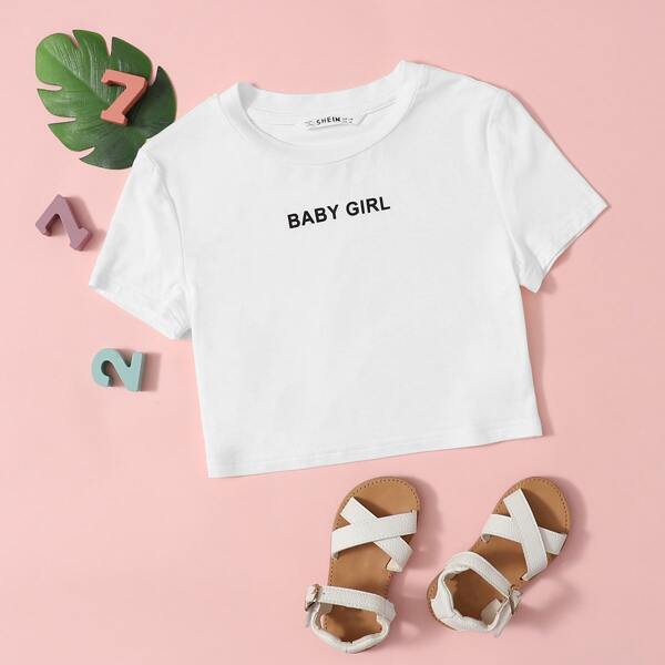 

Girls Letter Graphic Tee, White