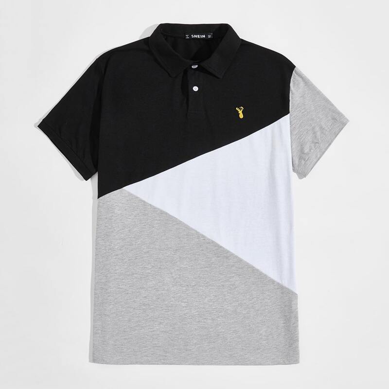 

Guys Deer Embroidered Colorblock Polo Shirt, Multicolor