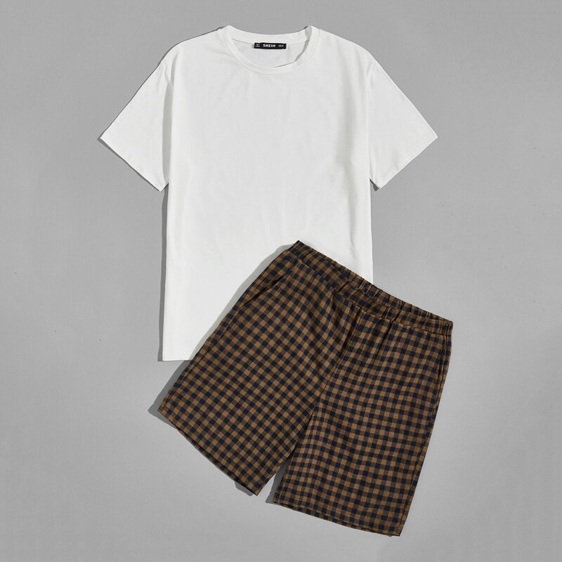 

Guys Short Sleeve Tee and Buffalo Plaid Shorts PJ Set, Multicolor