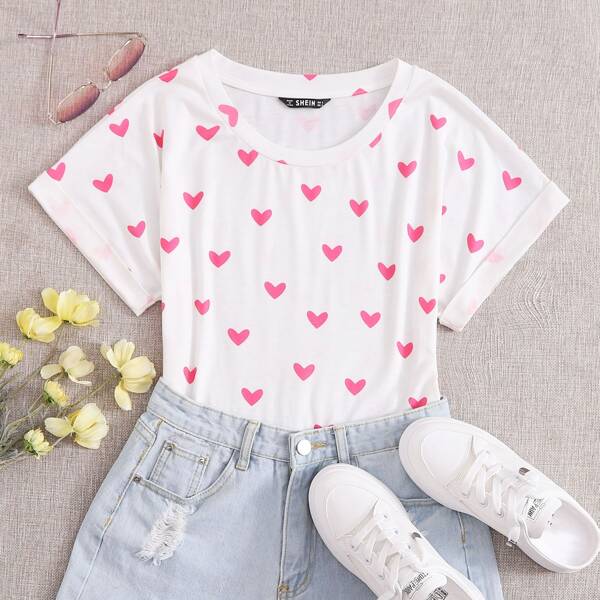 

Heart Print Top, White